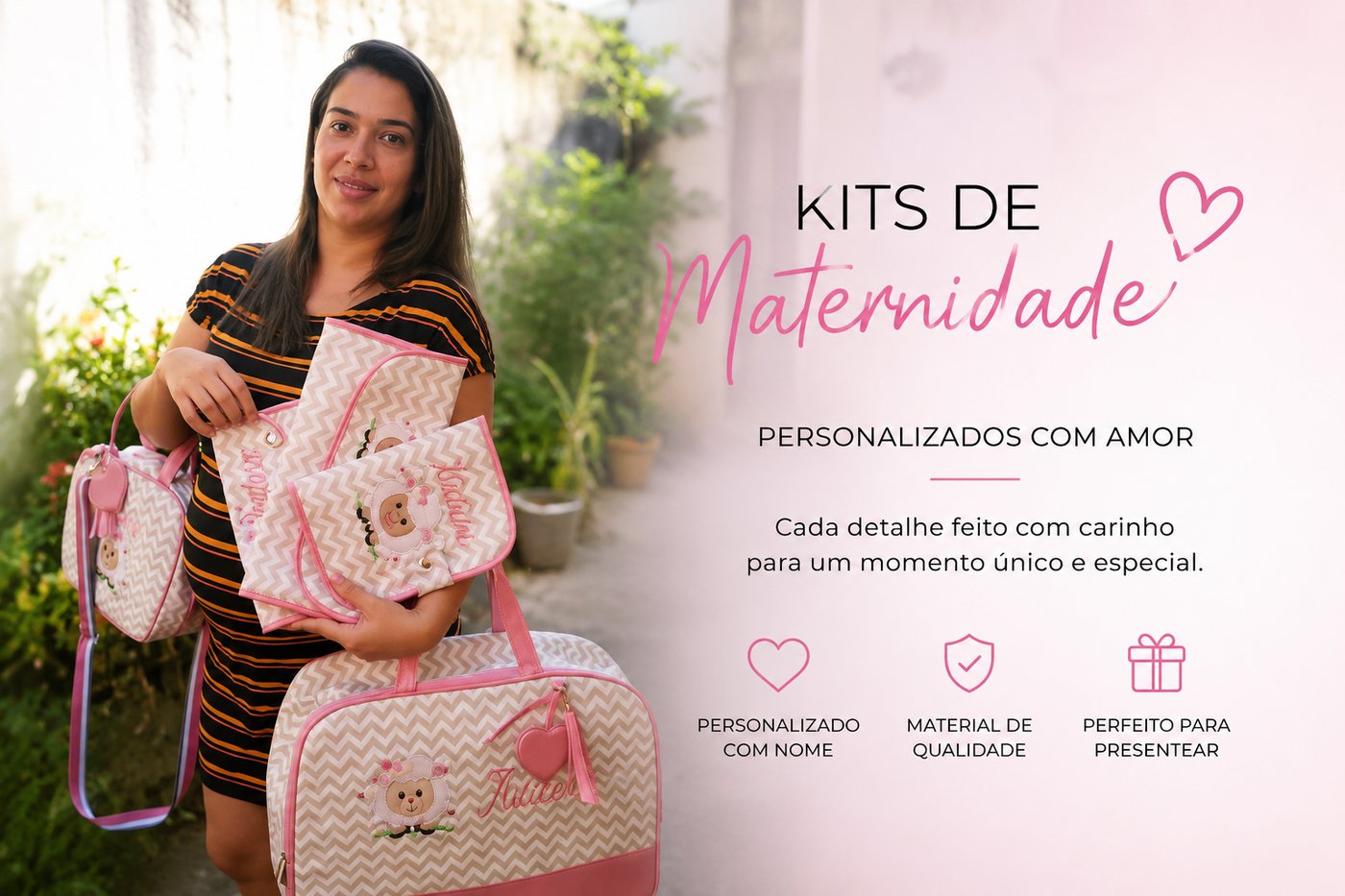 Kits de maternidade Lene Mimos personalizados com o nome do bebe